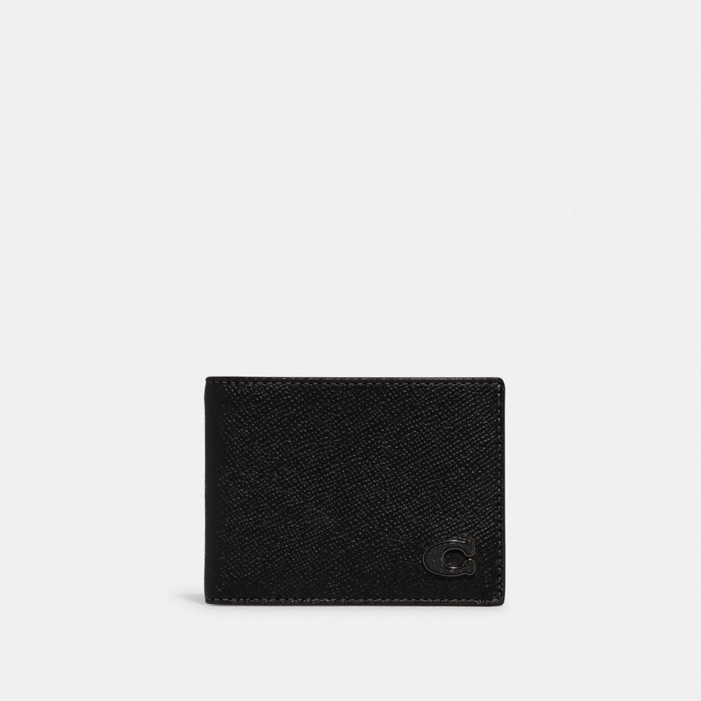 Black Coach Slim Billfold Wallet Crossgrain Leather Men Billfolds | PH_CH69880