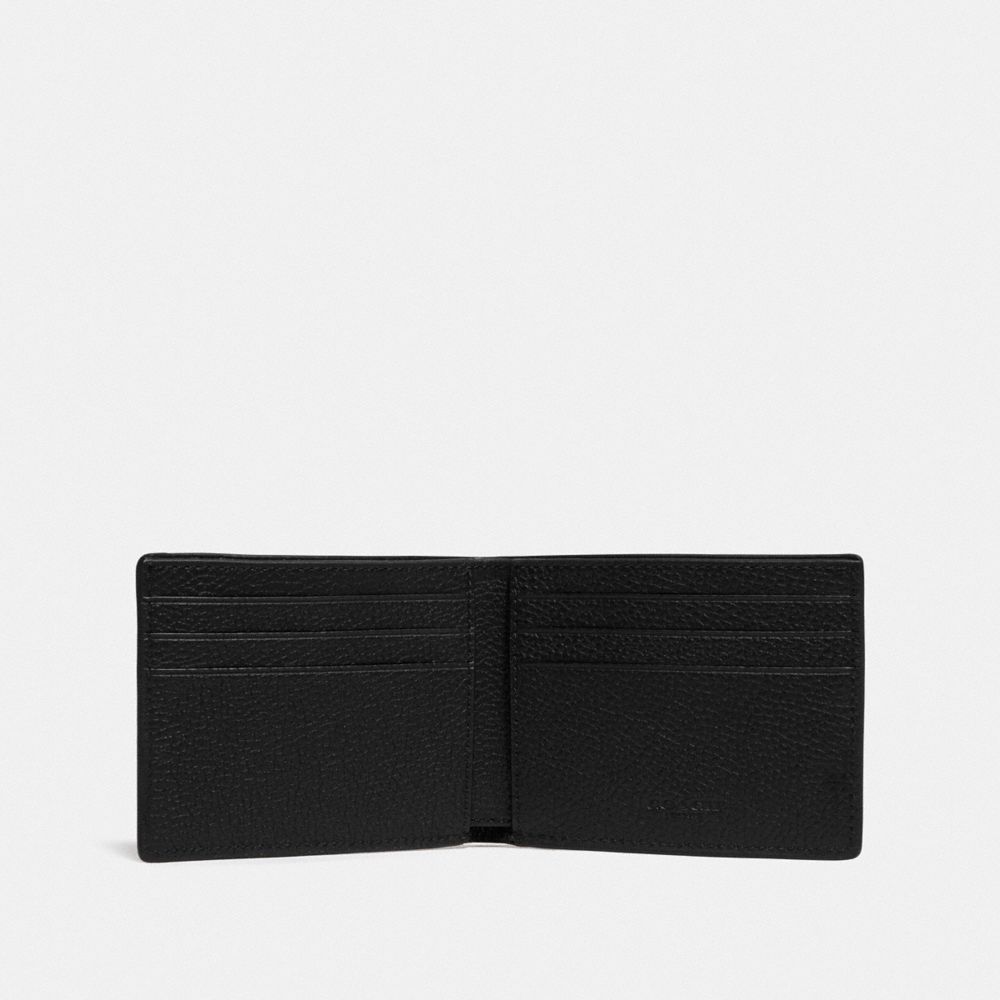 Black Coach Slim Billfold Wallet In Signature Leather Pebble Leather Men Billfolds | PH_CH32977