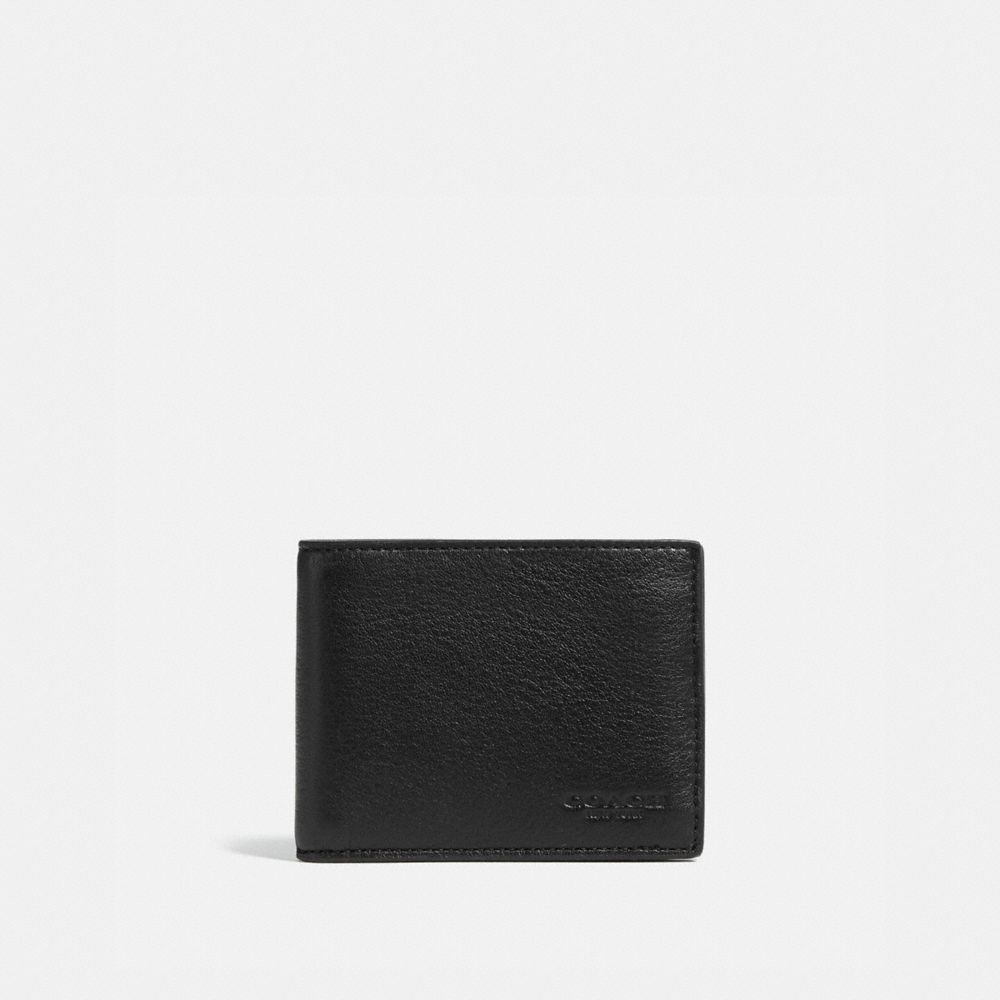 Black Coach Slim Billfold Wallet Sport Calf Leather Men Billfolds | PH_CH23613