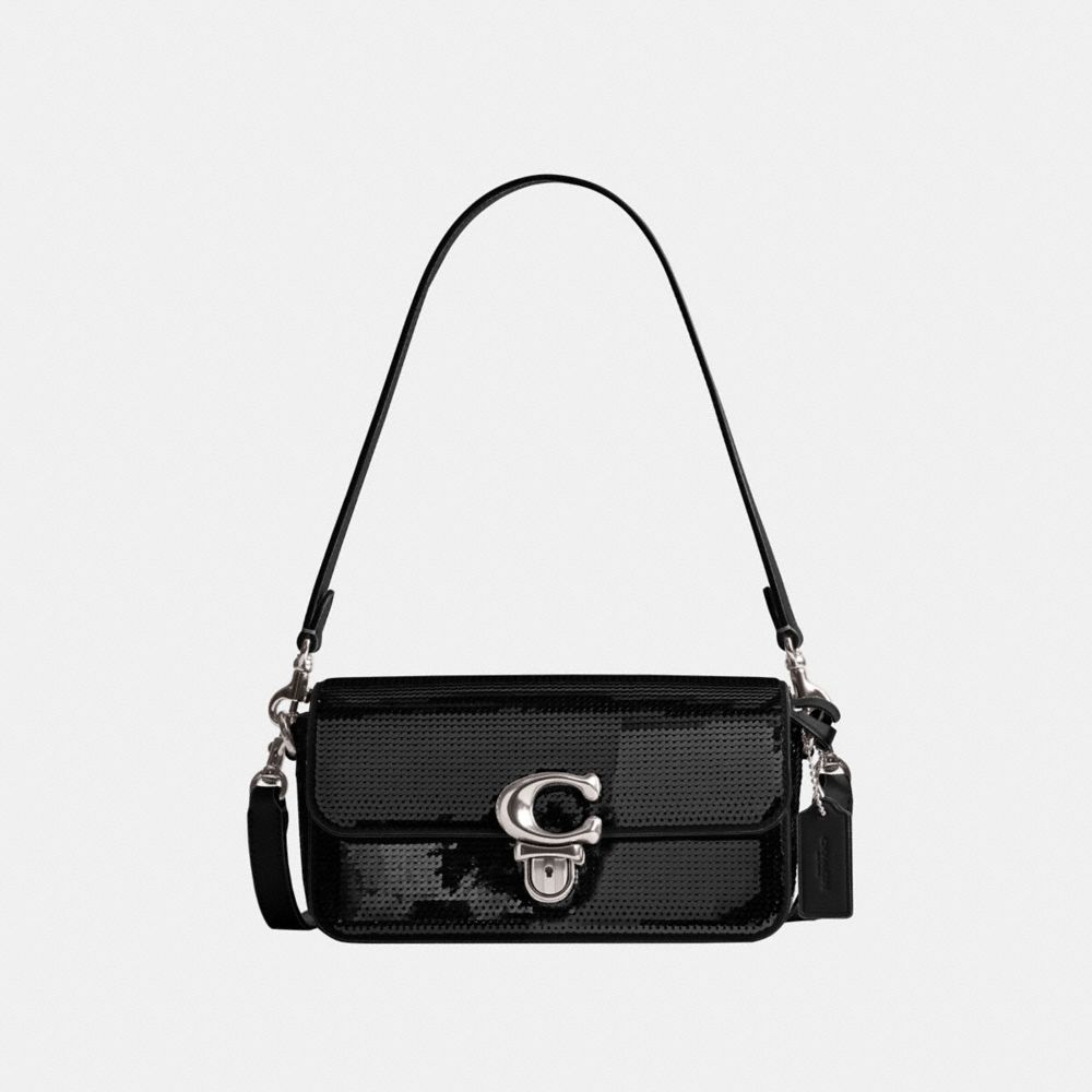 Black Coach Studiouette With Sequins Calf Leather Women Crossbody Bags | PH_CH38752