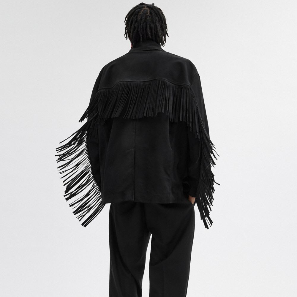 Black Coach Suede Fringe Men Jackets | PH_CH22716