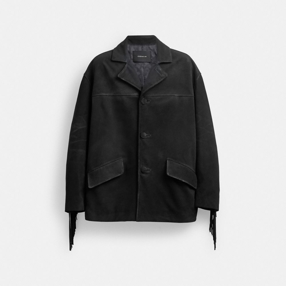 Black Coach Suede Fringe Men Jackets | PH_CH22716