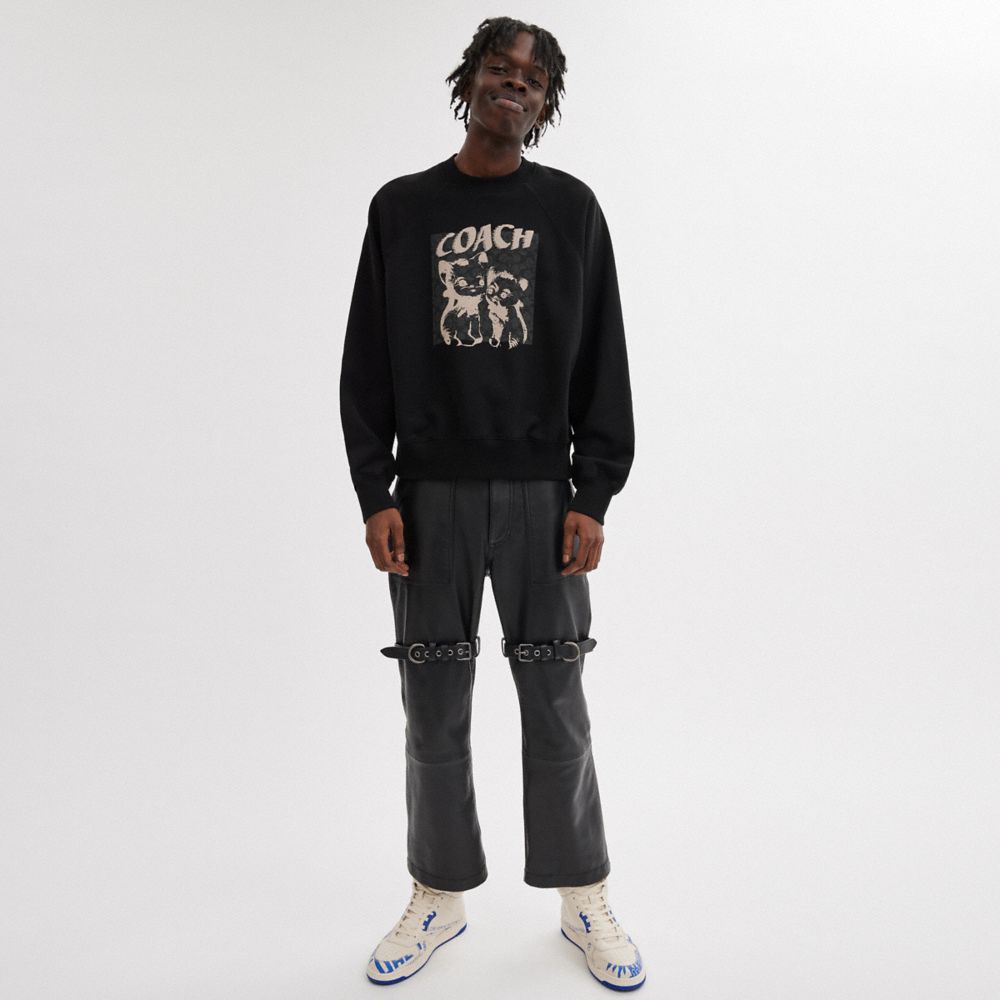 Black Coach The Lil Nas X Drop Signature Cats Crewneck Men Sweatshirts | PH_CH67109