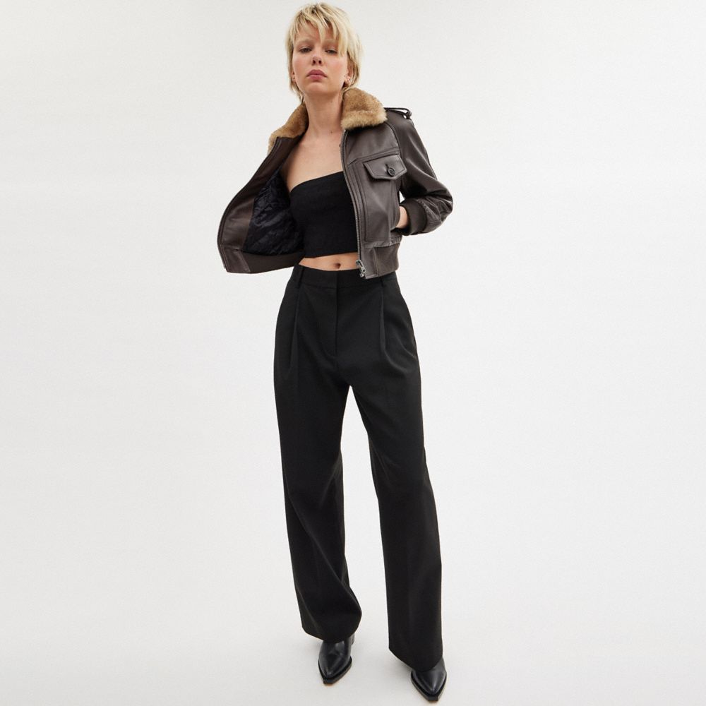 Black Coach Wide Leg Women Trousers | PH_CH48297