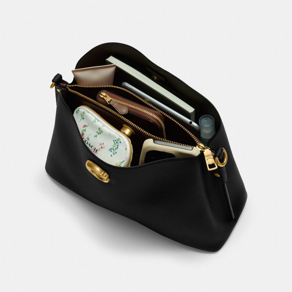 Black Coach Willow Pebble Leather Women Shoulder Bags | PH_CH55566