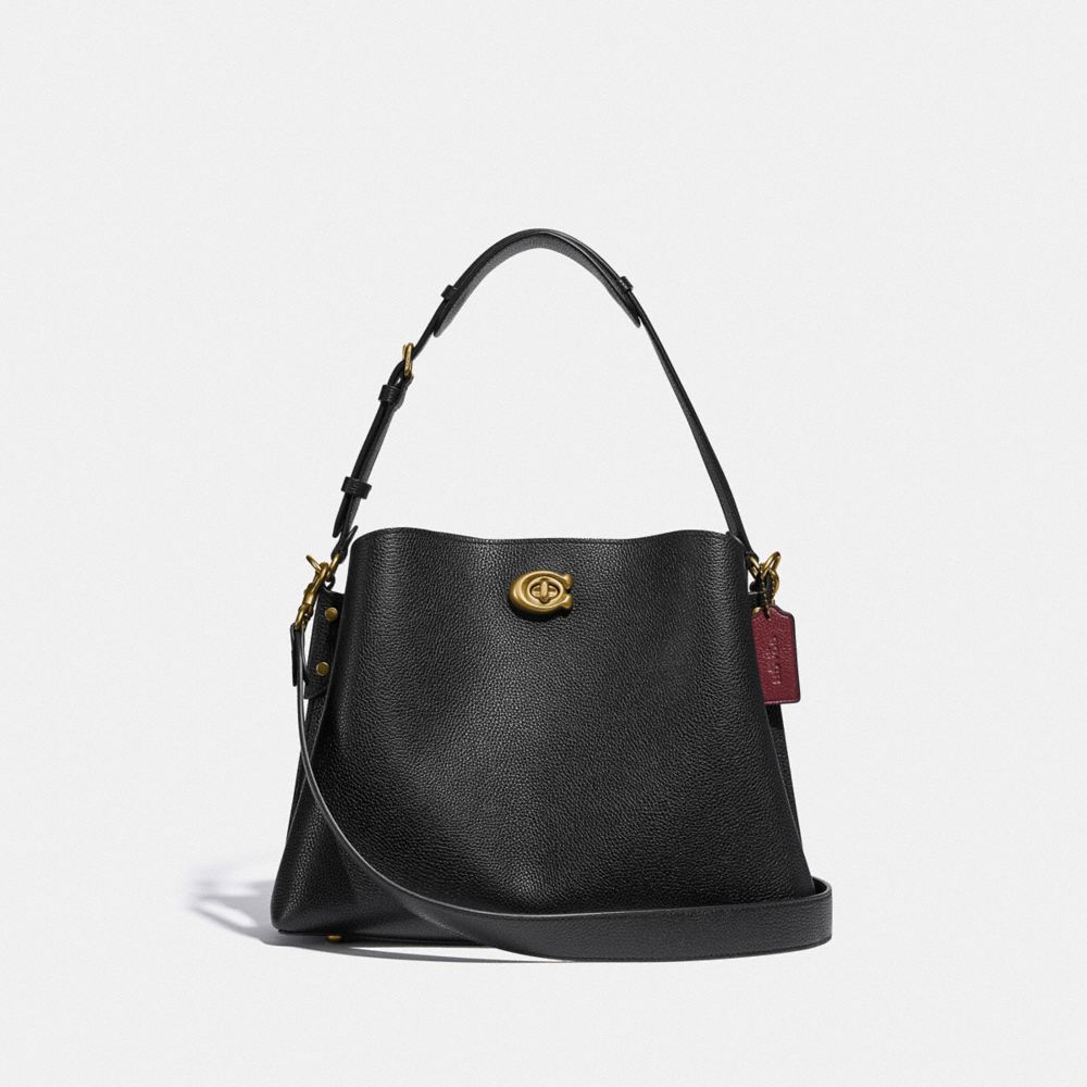 Black Coach Willow Pebble Leather Women Shoulder Bags | PH_CH55566