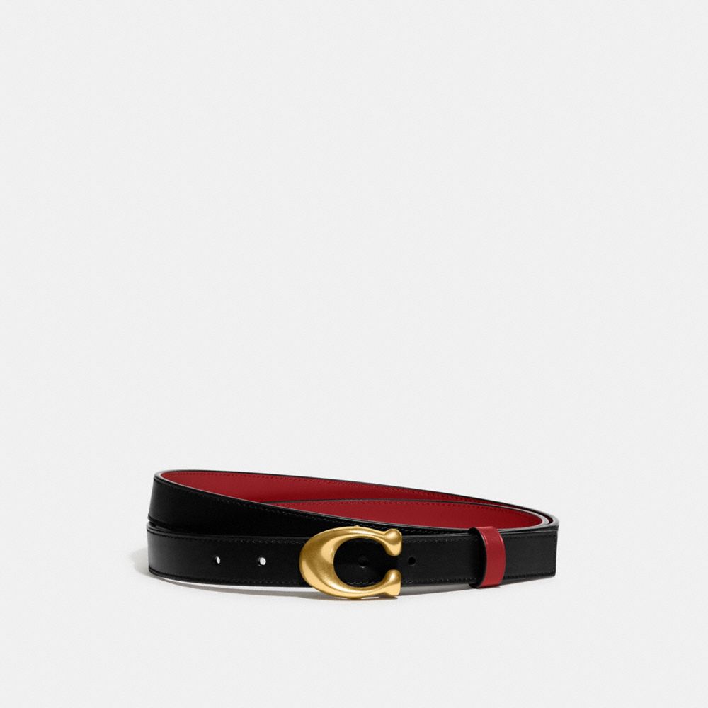 Black Red Coach Sculpted C Buckle Cut To Size Reversible Belt 25 Mm Brass Women Belts | PH_CH20534