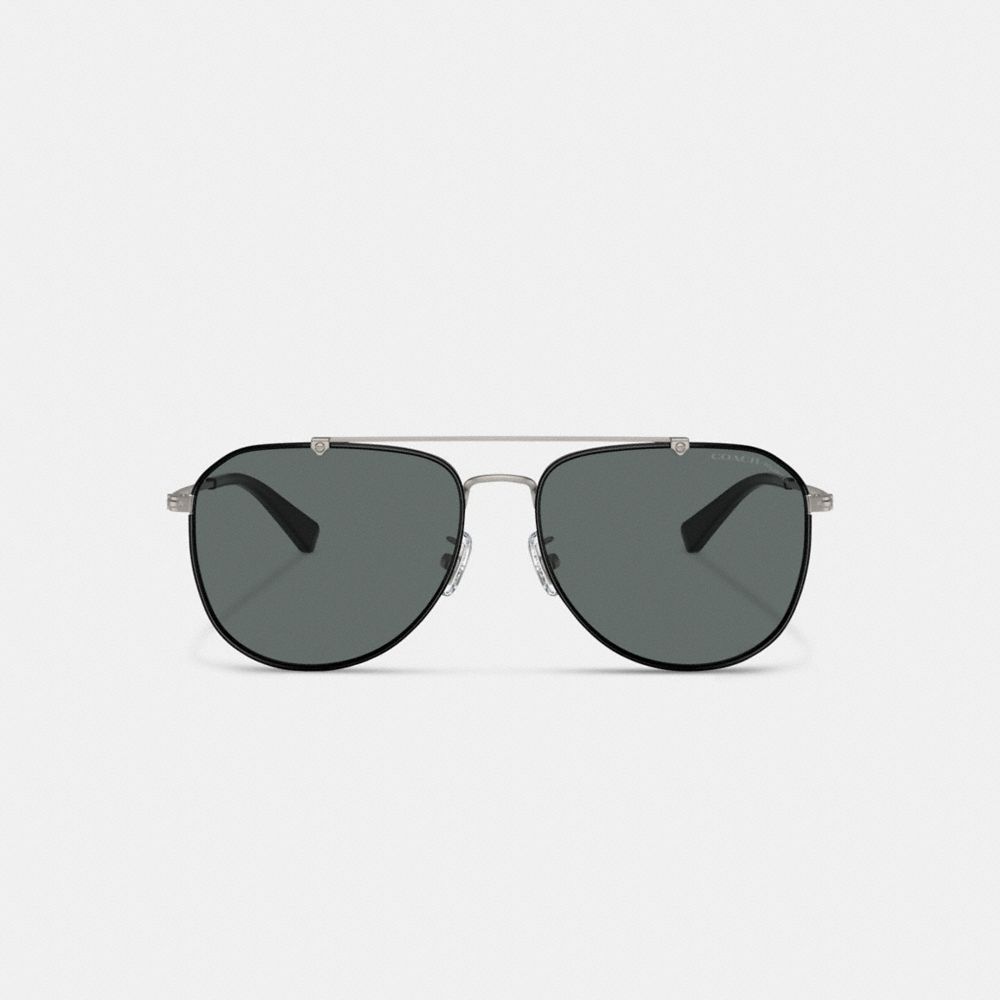 Black / Grey Coach Metal Windsor Pilot Men Sunglasses | PH_CH14193