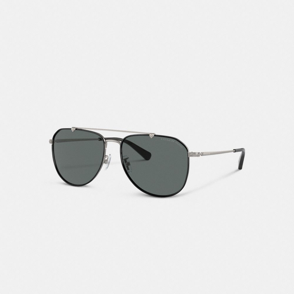 Black / Grey Coach Metal Windsor Pilot Men Sunglasses | PH_CH14193