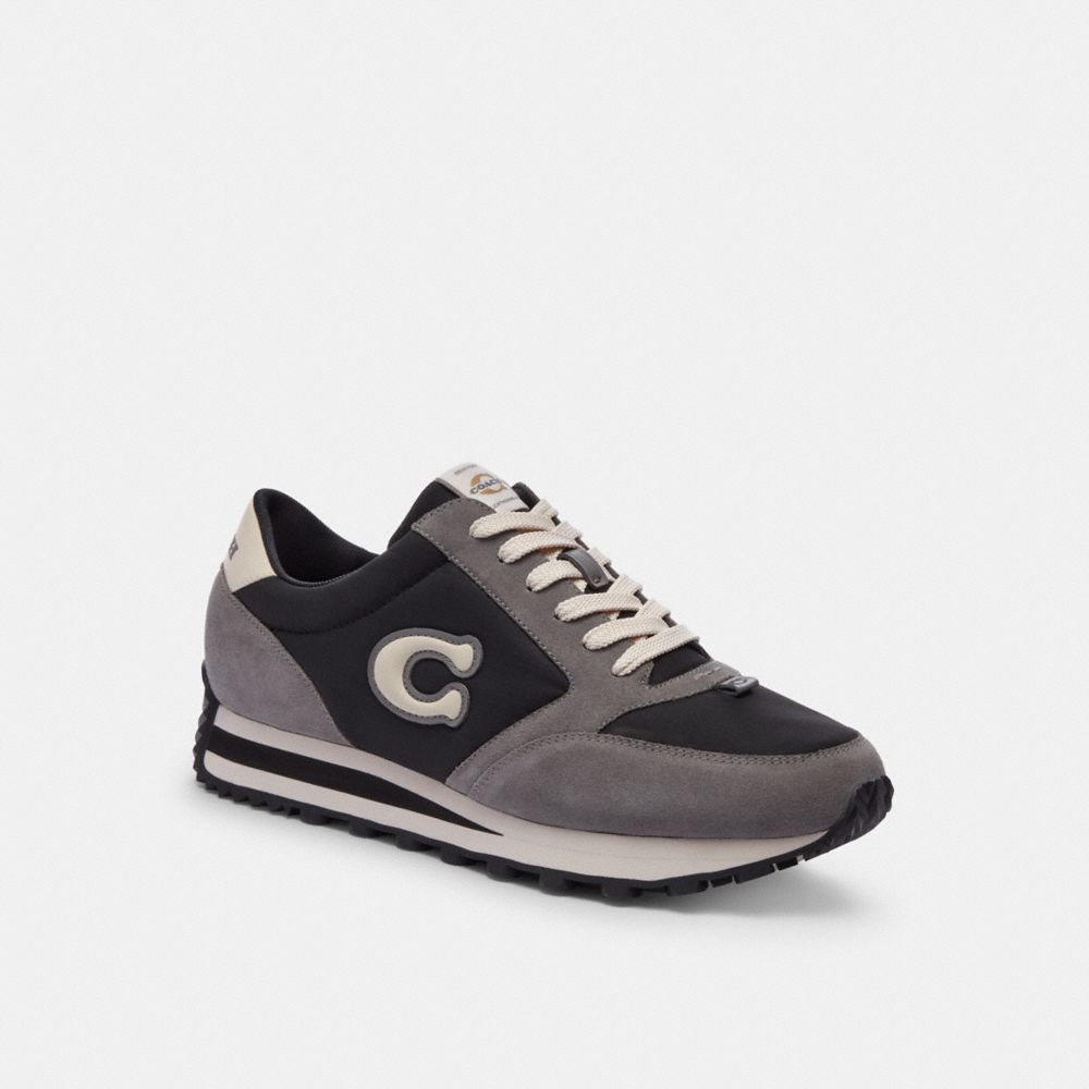 Black / Grey Coach Runner Men Sneakers | PH_CH19678