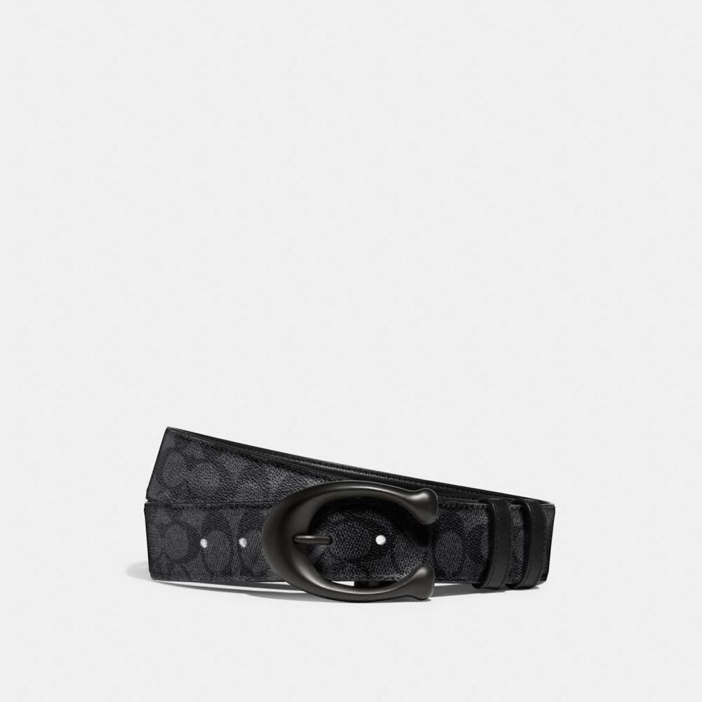 Black / Grey Coach Sculpted C Buckle Cut To Size Reversible Belt 40 Mm Men Belts | PH_CH94707