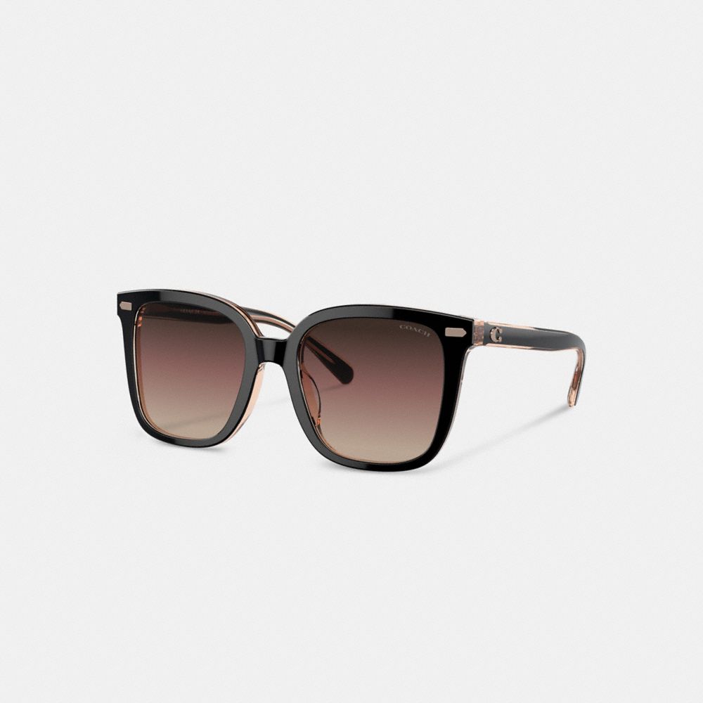 Black / Pink Coach Beveled Signature Oversized Square Women Sunglasses | PH_CH10419