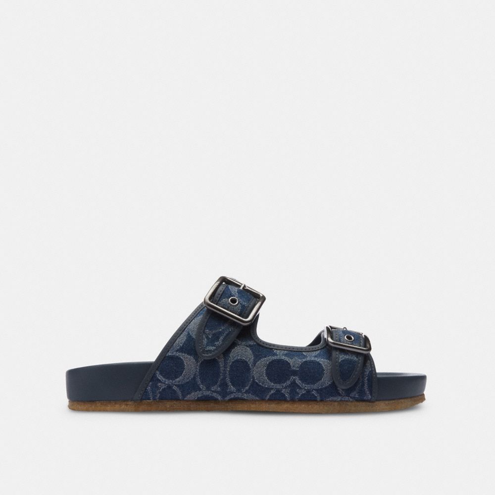 Blue Coach Buckle Strap In Signature Denim Denim Men Sandals | PH_CH13329