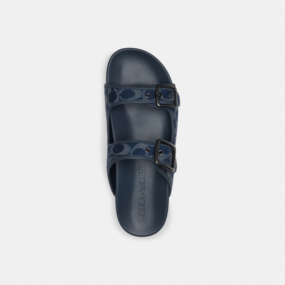 Blue Coach Buckle Strap In Signature Denim Denim Men Sandals | PH_CH13329