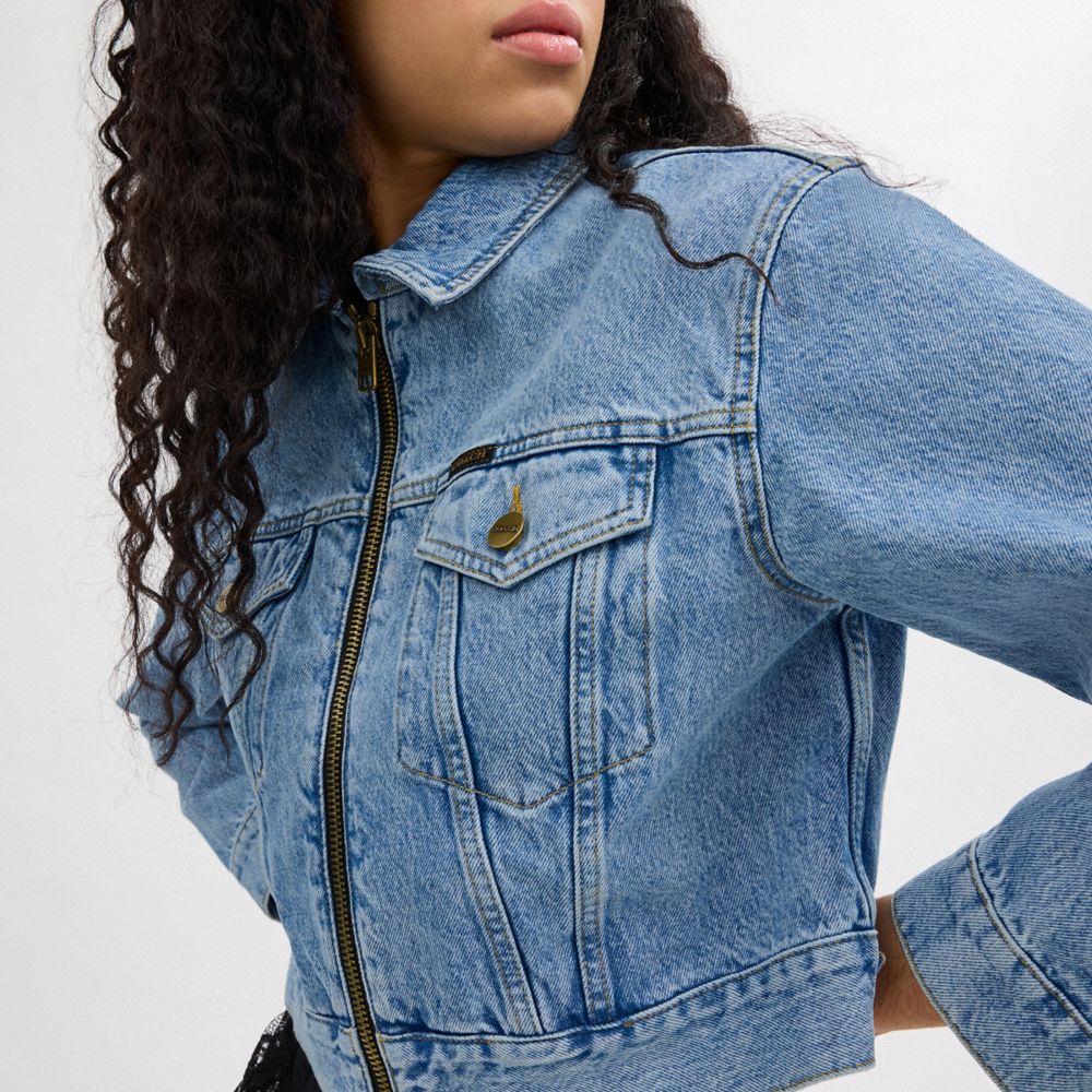 Blue Coach Denim Crop In Organic Cotton Women Jackets | PH_CH17401