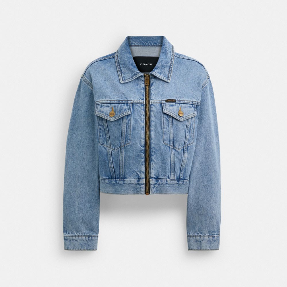 Blue Coach Denim Crop In Organic Cotton Women Jackets | PH_CH17401