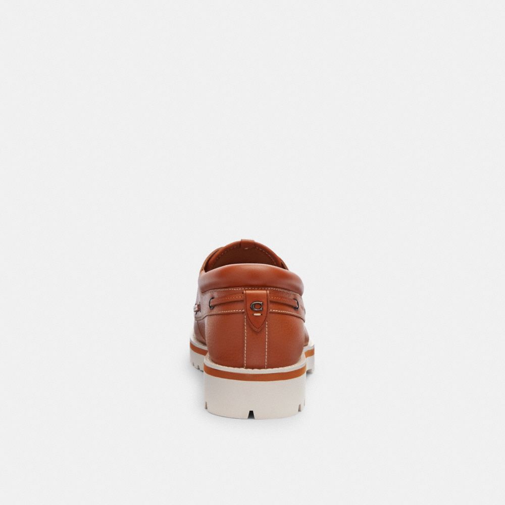 Brown Coach Benson Boat Shoe In Signature Jacquard Burnished Amber Men Boat Shoes | PH_CH64816