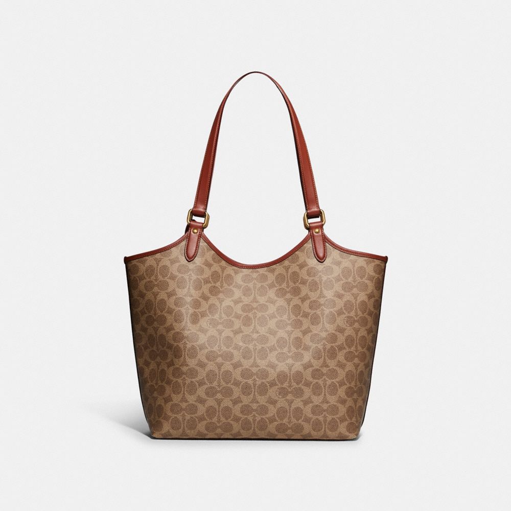 Brown Coach Day In Signature Canvas Brass Women Tote Bag | PH_CH40275