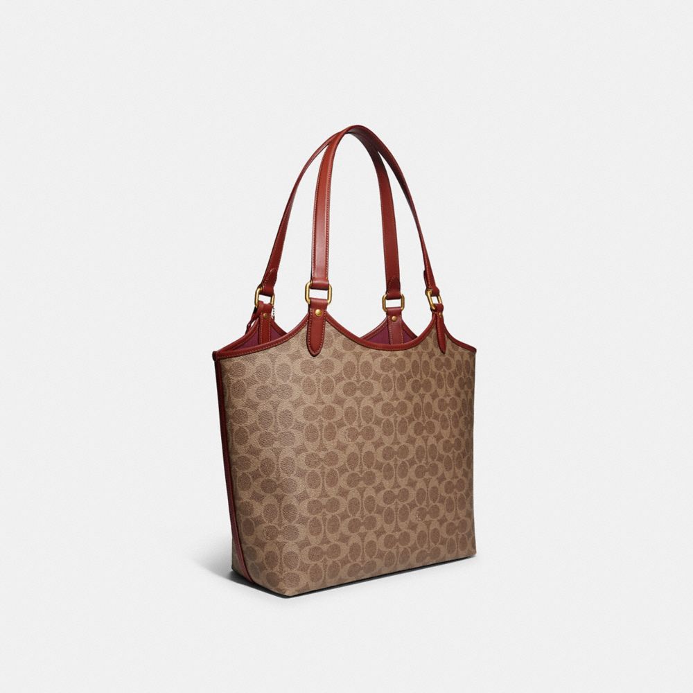 Brown Coach Day In Signature Canvas Brass Women Tote Bag | PH_CH40275