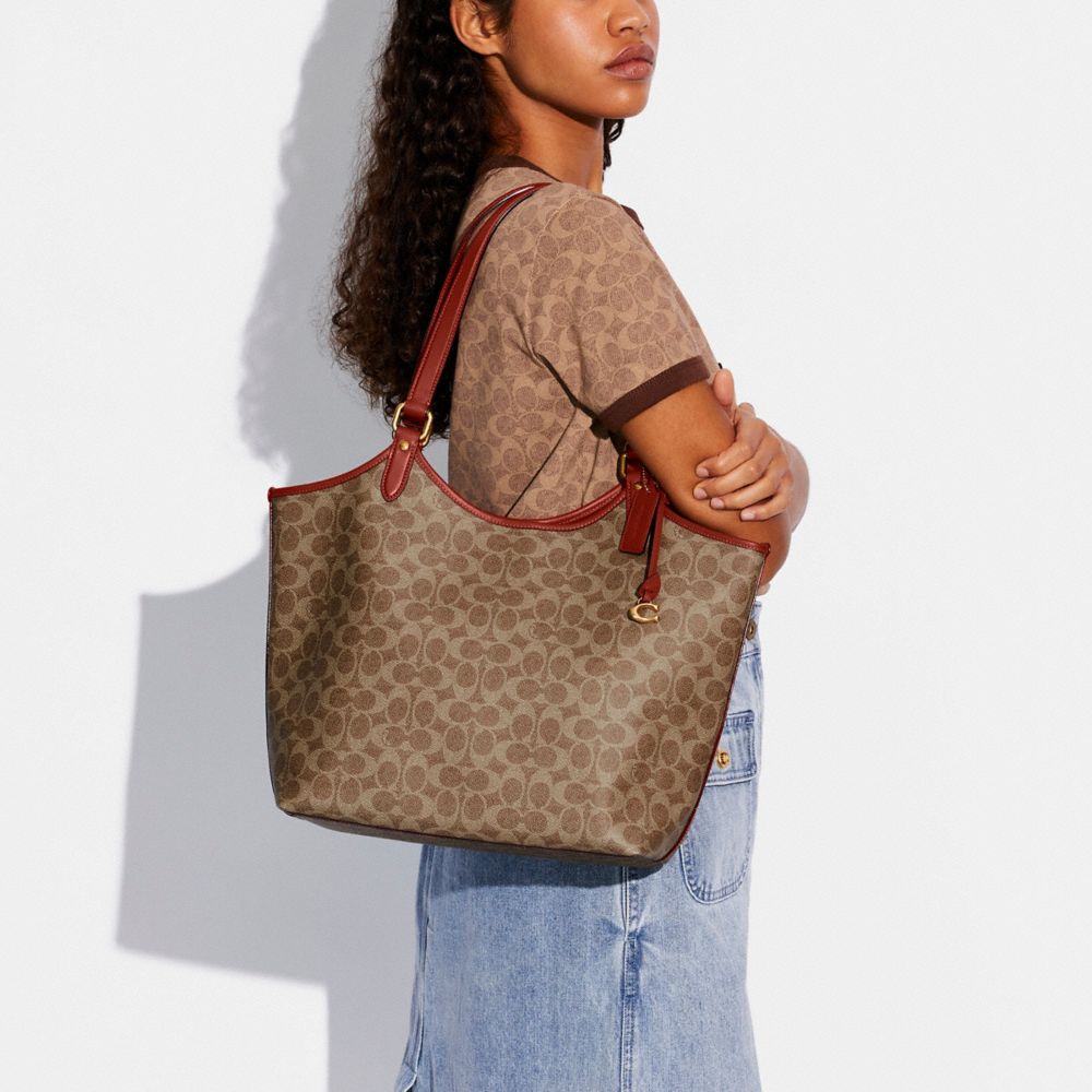 Brown Coach Day In Signature Canvas Brass Women Tote Bag | PH_CH40275