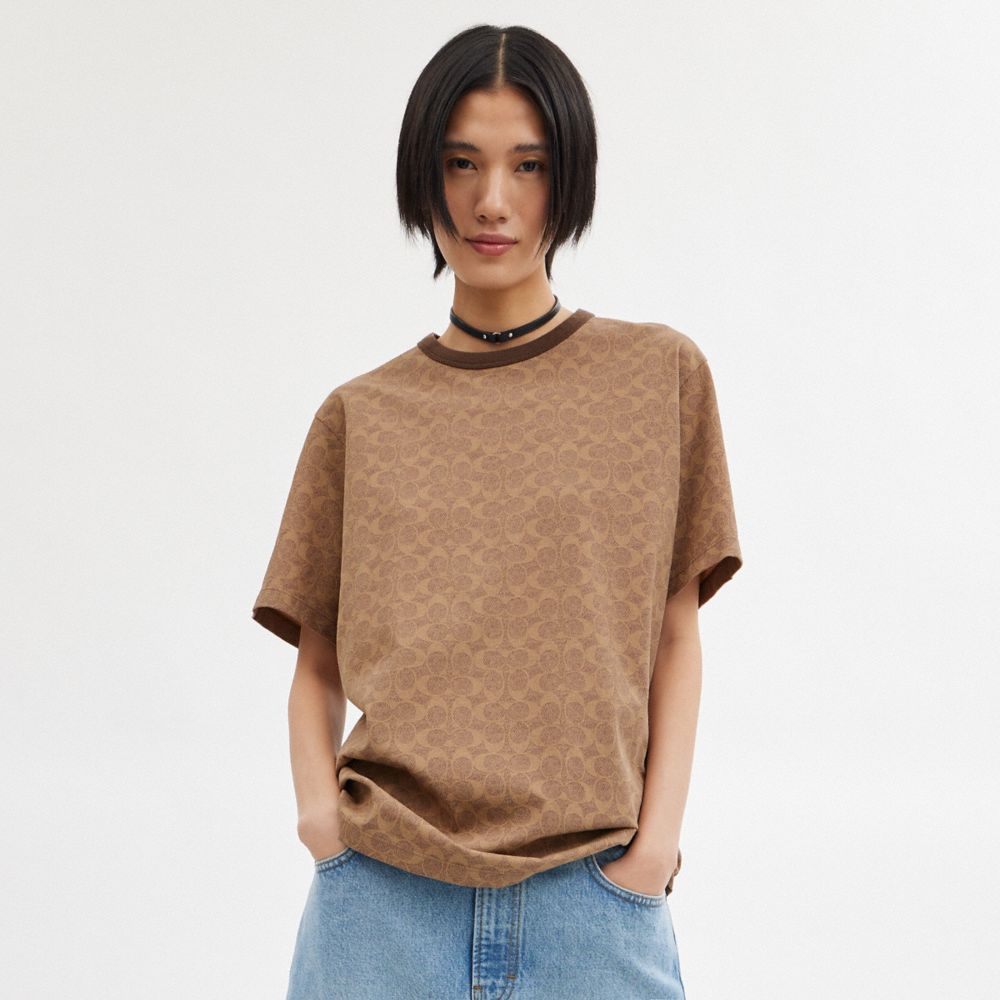 Brown Coach Signature Women T Shirts | PH_CH87533