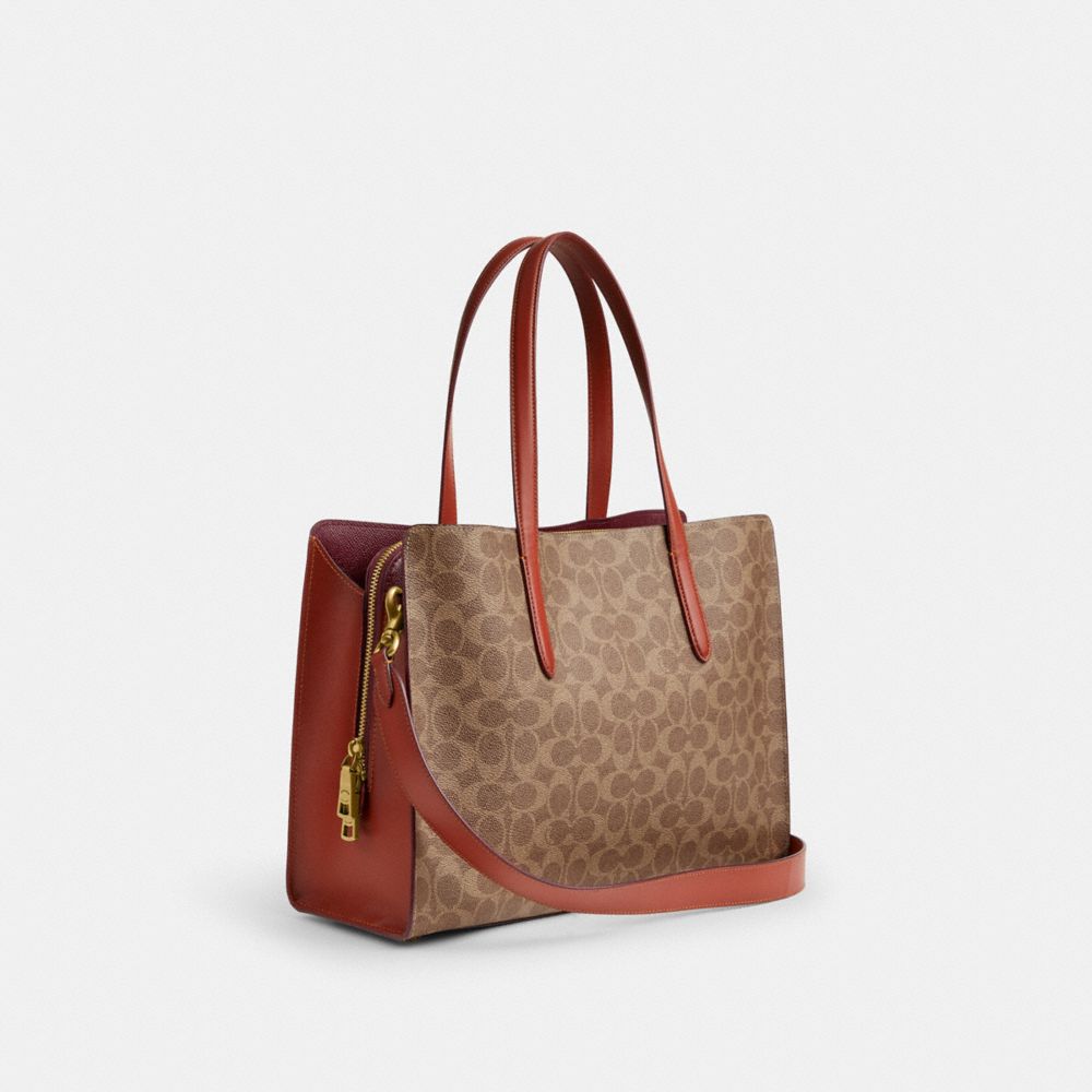 Brown / Red Coach Carter In Signature Women Handbag | PH_CH76780