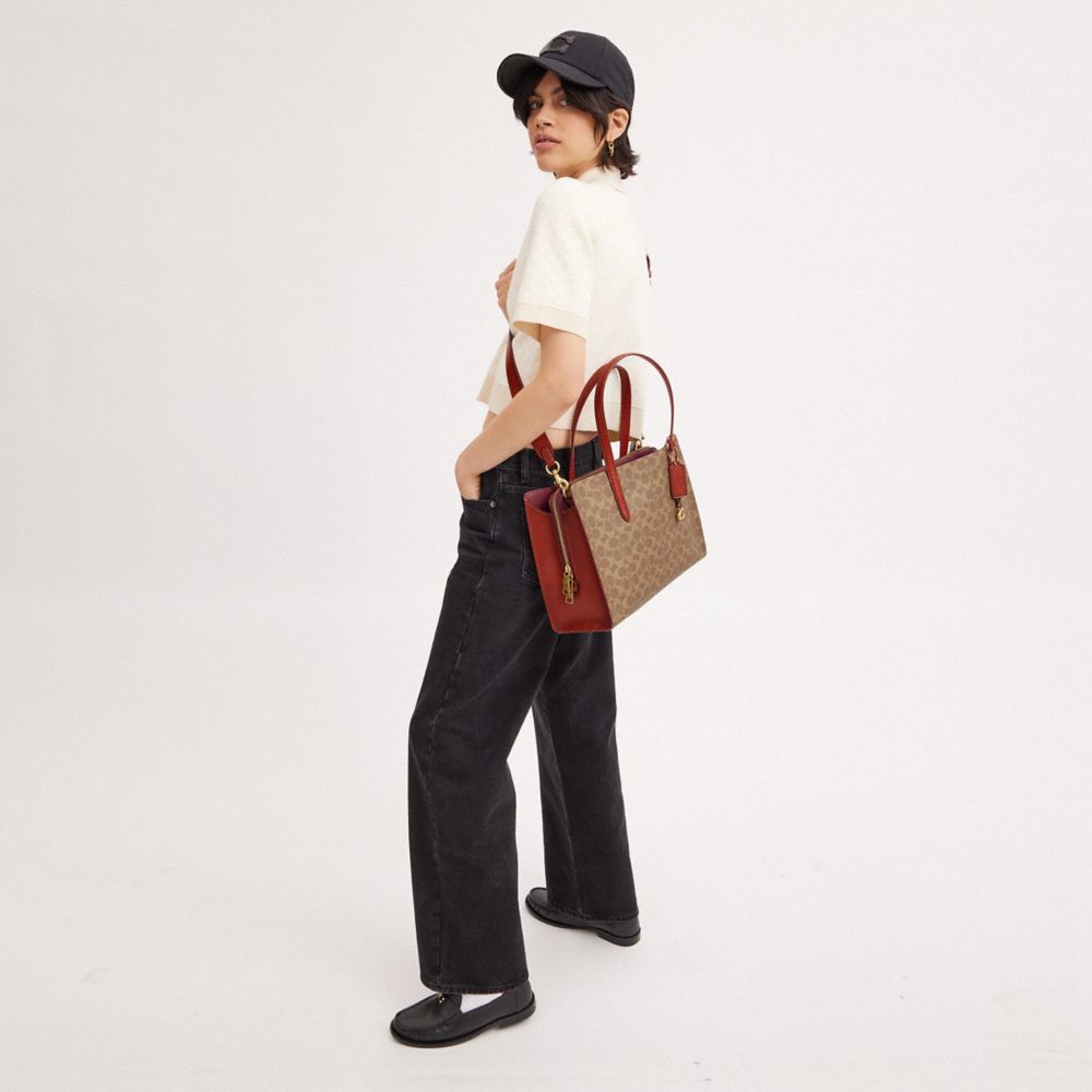 Brown / Red Coach Carter In Signature Women Handbag | PH_CH76780