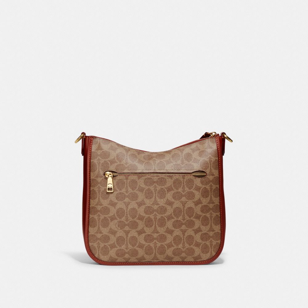 Brown / Red Coach Chaise In Signature Canvas Brass Women Crossbody Bags | PH_CH40251