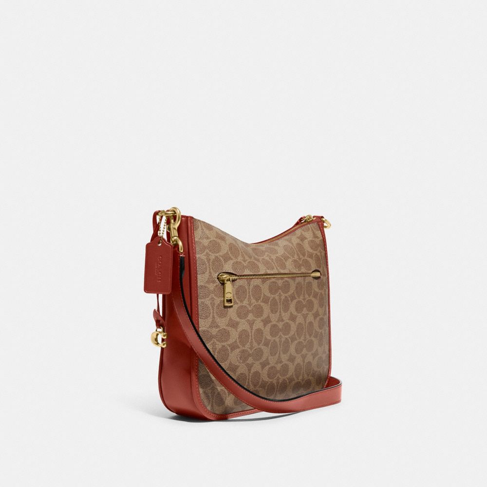 Brown / Red Coach Chaise In Signature Canvas Brass Women Crossbody Bags | PH_CH40251