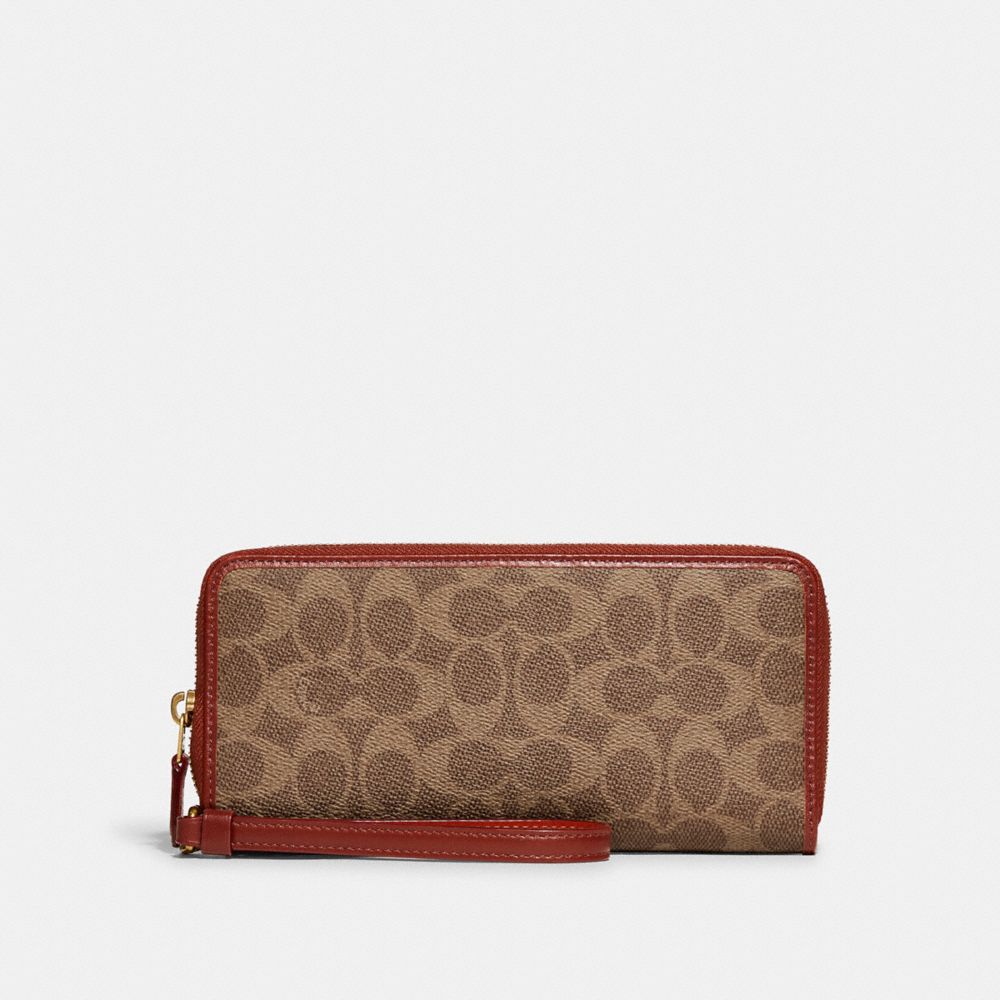 Brown / Red Coach Continental In Signature Women Large Wallets | PH_CH97425