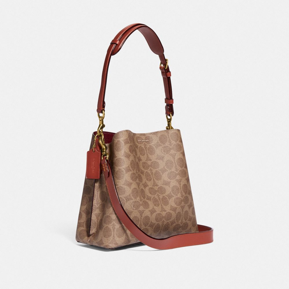 Brown / Red Coach Willow Bucket In Signature Women Shoulder Bags | PH_CH45871