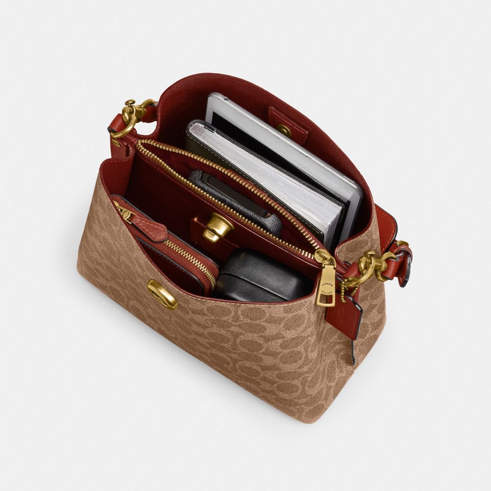 Brown / Red Coach Willow Bucket In Signature Women Shoulder Bags | PH_CH45871