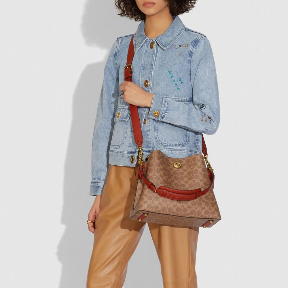 Brown / Red Coach Willow In Signature Women Shoulder Bags | PH_CH85687