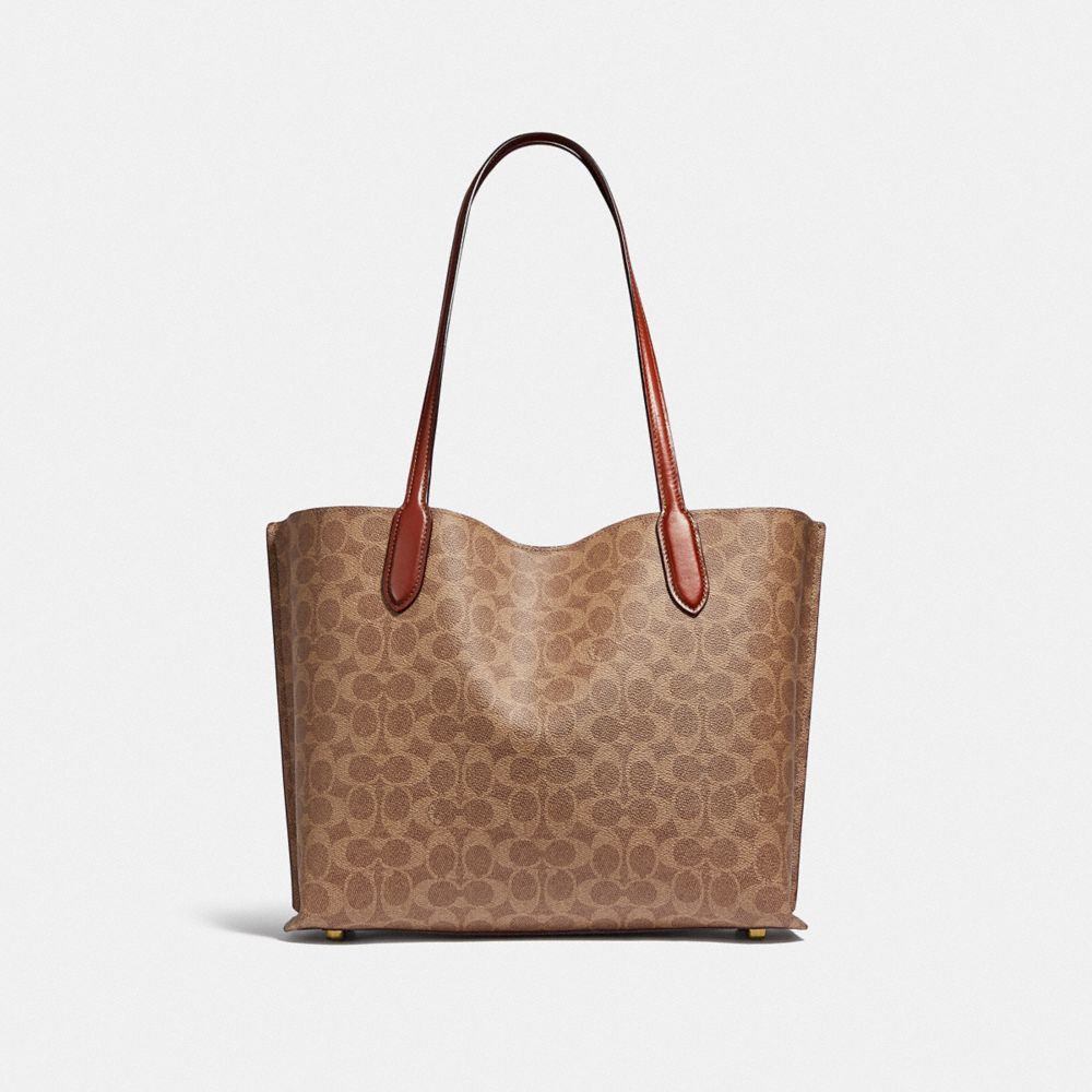 Brown / Red Coach Willow In Signature Women Tote Bag | PH_CH28830