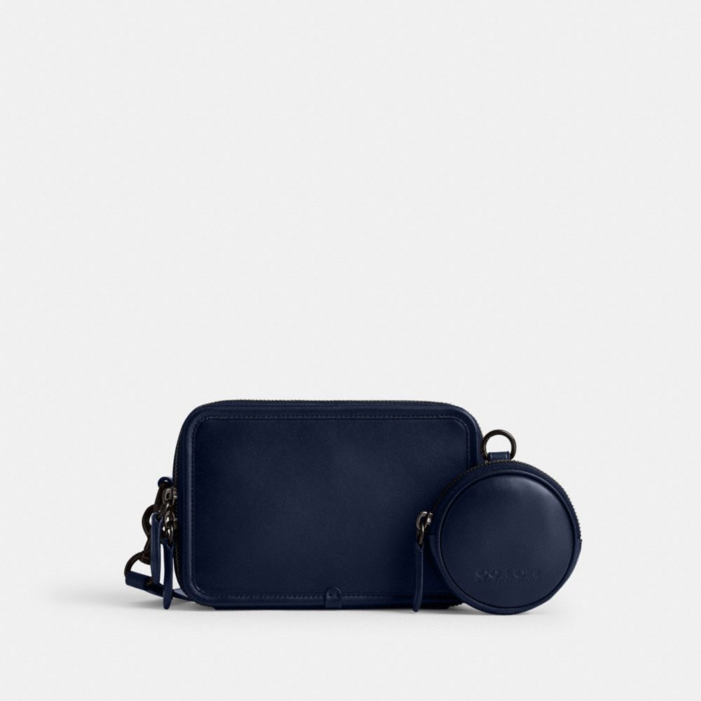 Deep Blue Coach Charter With Hybrid Pouch Glovetanned Leather Men Crossbody Bags | PH_CH85938