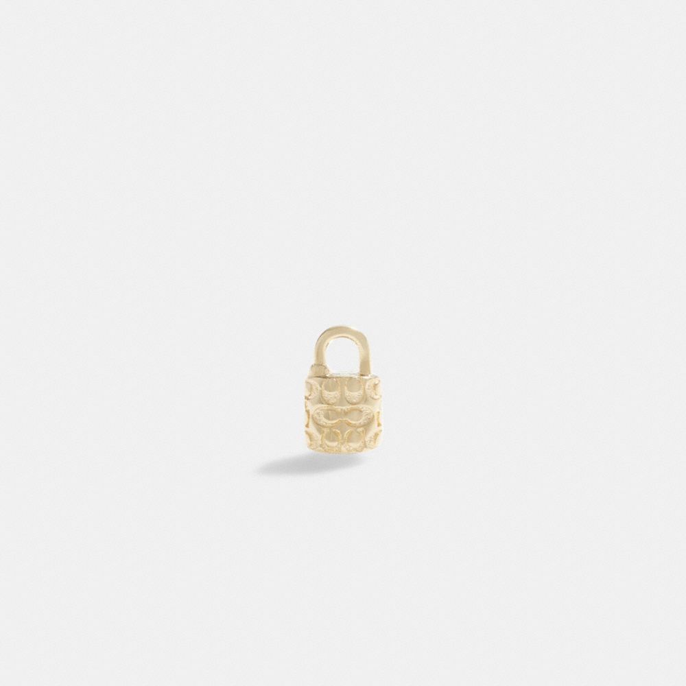 Gold Coach 14 K Quilted Signature Padlock Single Stud Women Earrings | PH_CH33684