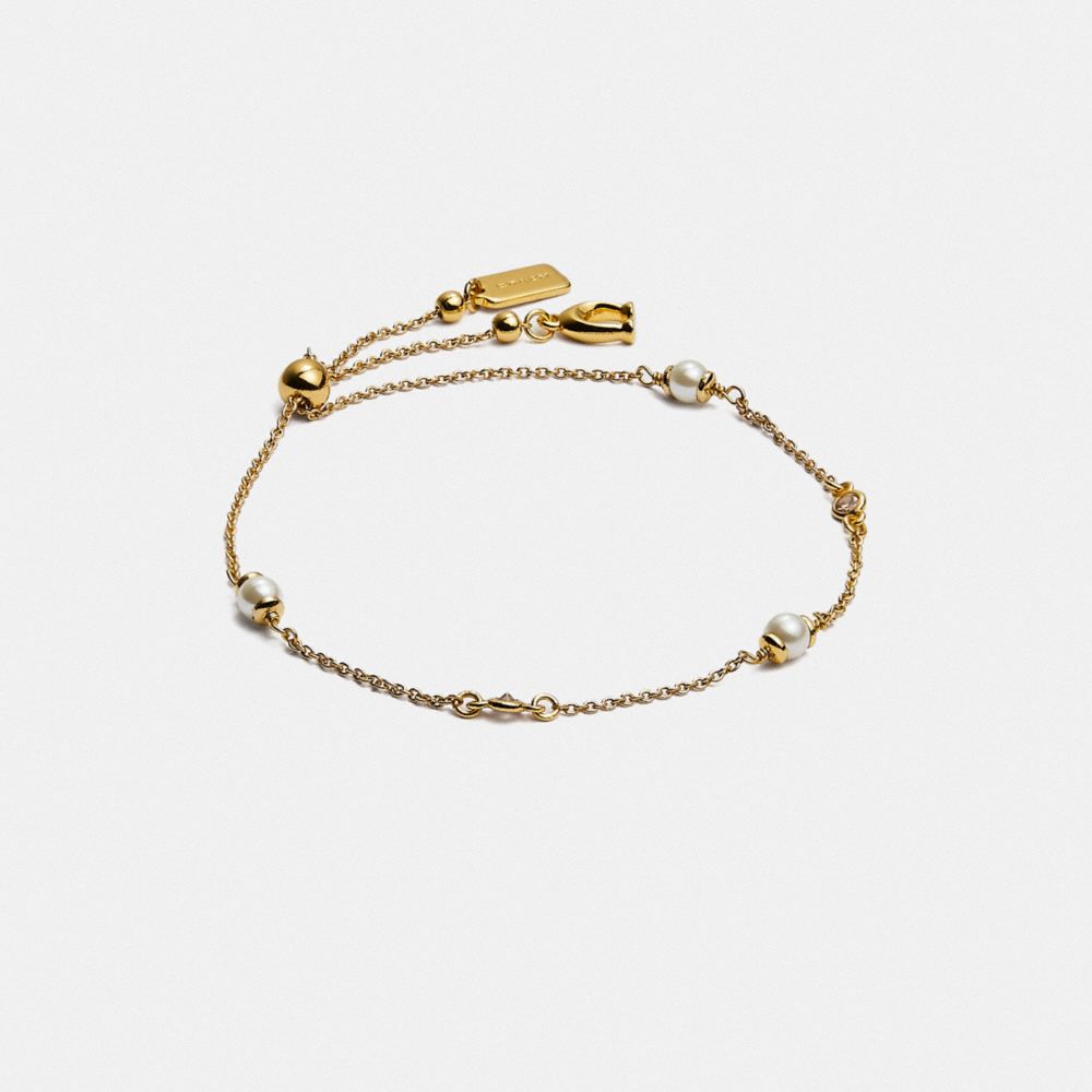 Gold Coach Classic Crystal Pearl Slider Women Bracelets | PH_CH69175