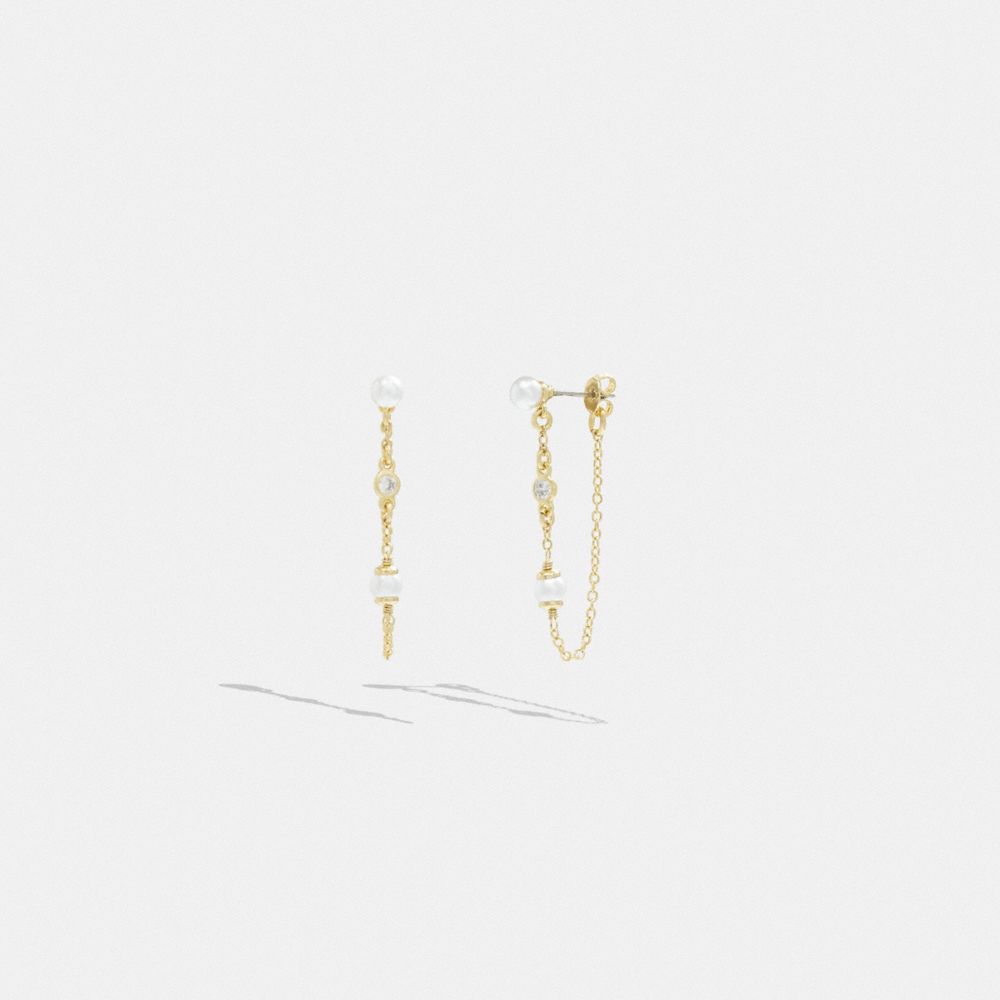 Gold Coach Classic Pearl Chain Women Earrings | PH_CH23622