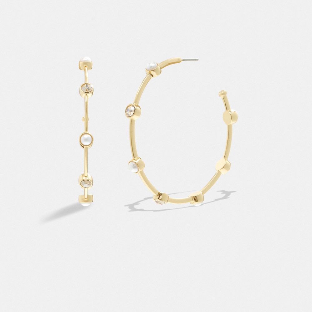 Gold Coach Classic Pearl Large Hoop Women Earrings | PH_CH31408