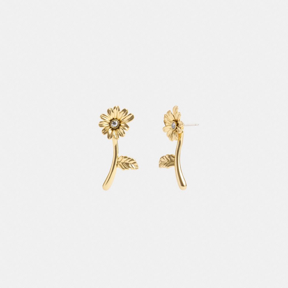 Gold Coach Garden Flower Stem Stud Women Earrings | PH_CH44116