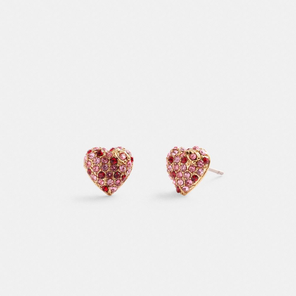 Gold Coach Pavé Heart Stud Women Earrings | PH_CH95173