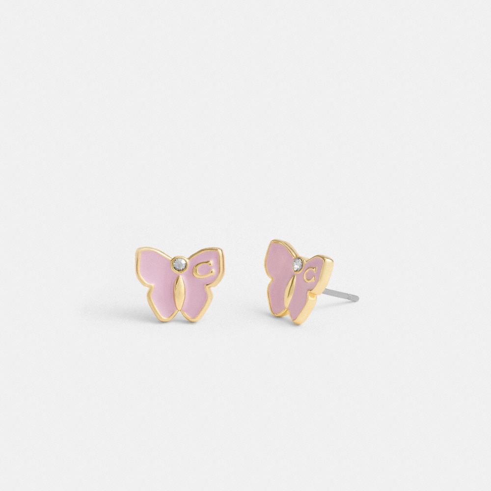 Gold / Purple Coach Garden Butterfly Stud Women Earrings | PH_CH44777