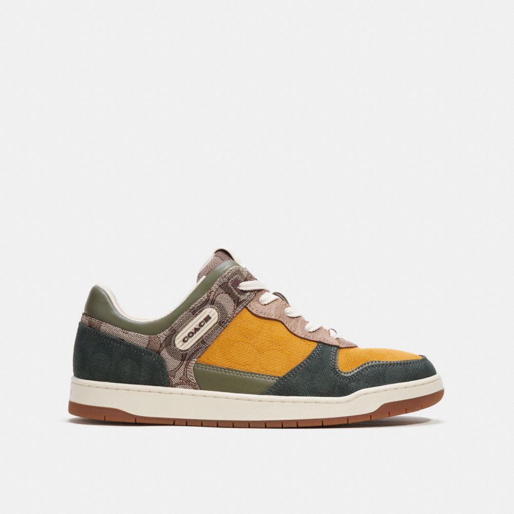 Green Coach C201 In Mixed Signature Fabric Oak Men Sneakers | PH_CH72750