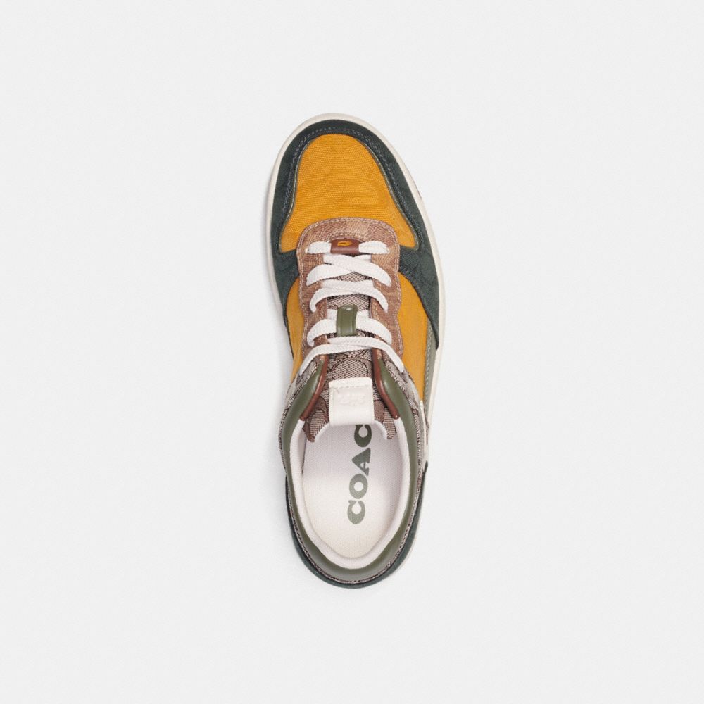 Green Coach C201 In Mixed Signature Fabric Oak Men Sneakers | PH_CH72750