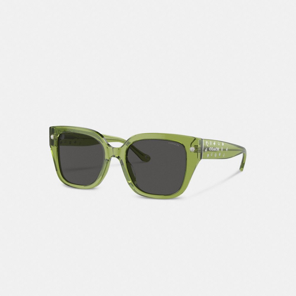 Green Coach Charms Oversized Square Women Sunglasses | PH_CH48497