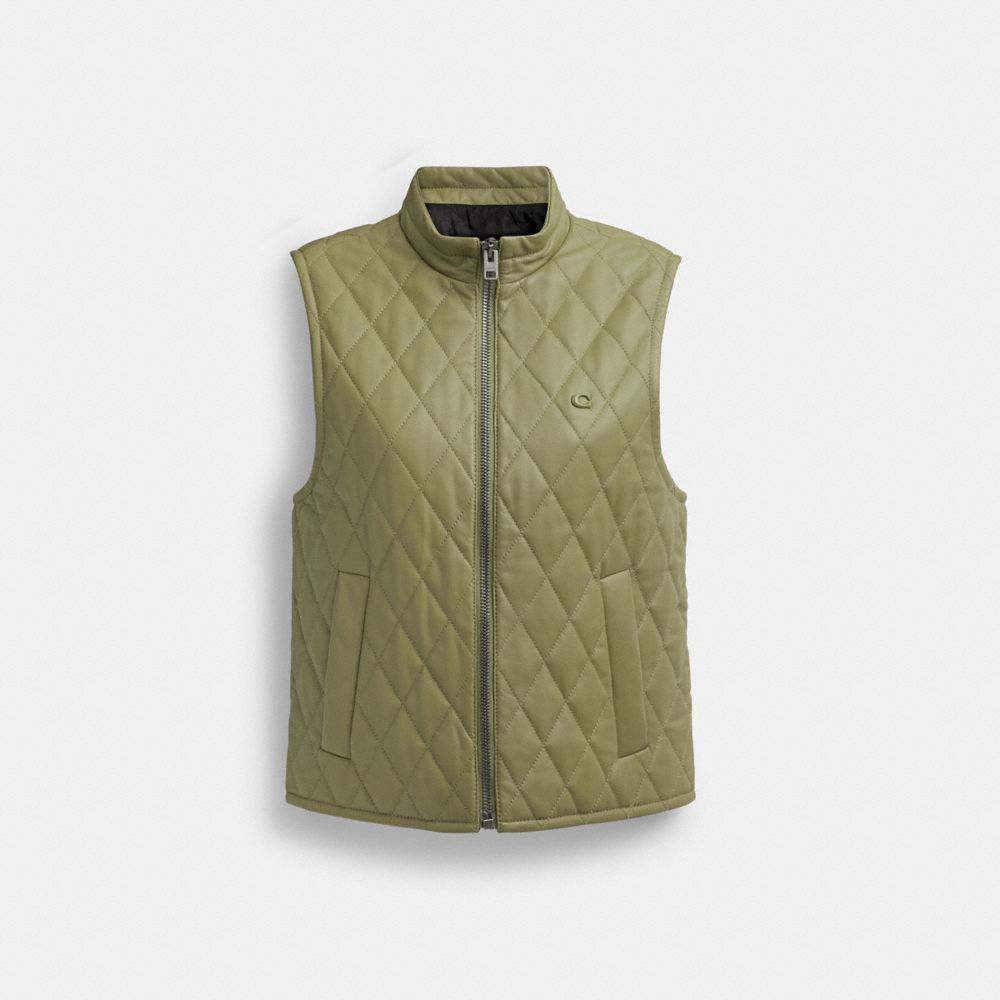 Green Coach Leather Quilted Women Jackets | PH_CH30467