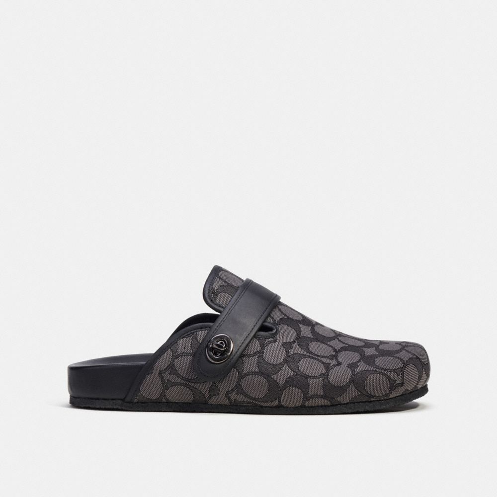 Grey / Black Coach Clog In Signature Jacquard Men Sandals | PH_CH70639