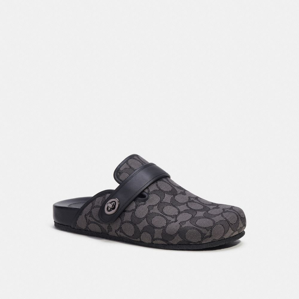 Grey / Black Coach Clog In Signature Jacquard Men Sandals | PH_CH70639