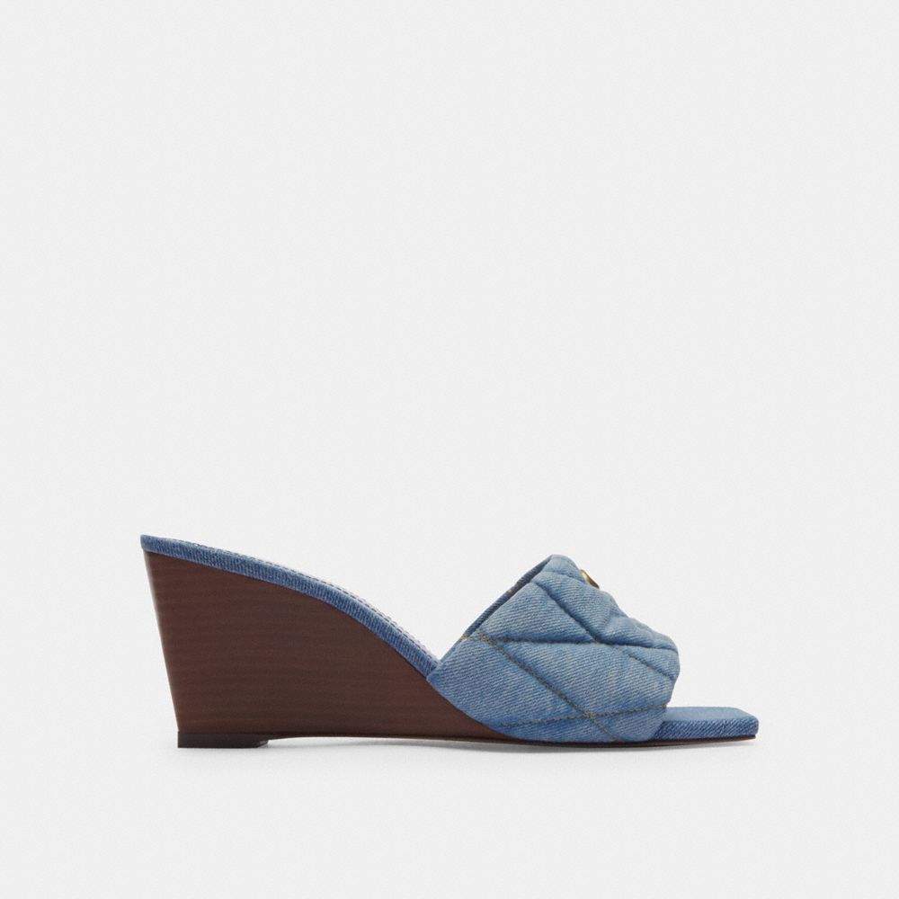 Indigo Blue Coach Emma Wedge With Quilting Indigo Denim Women Sandals | PH_CH49116