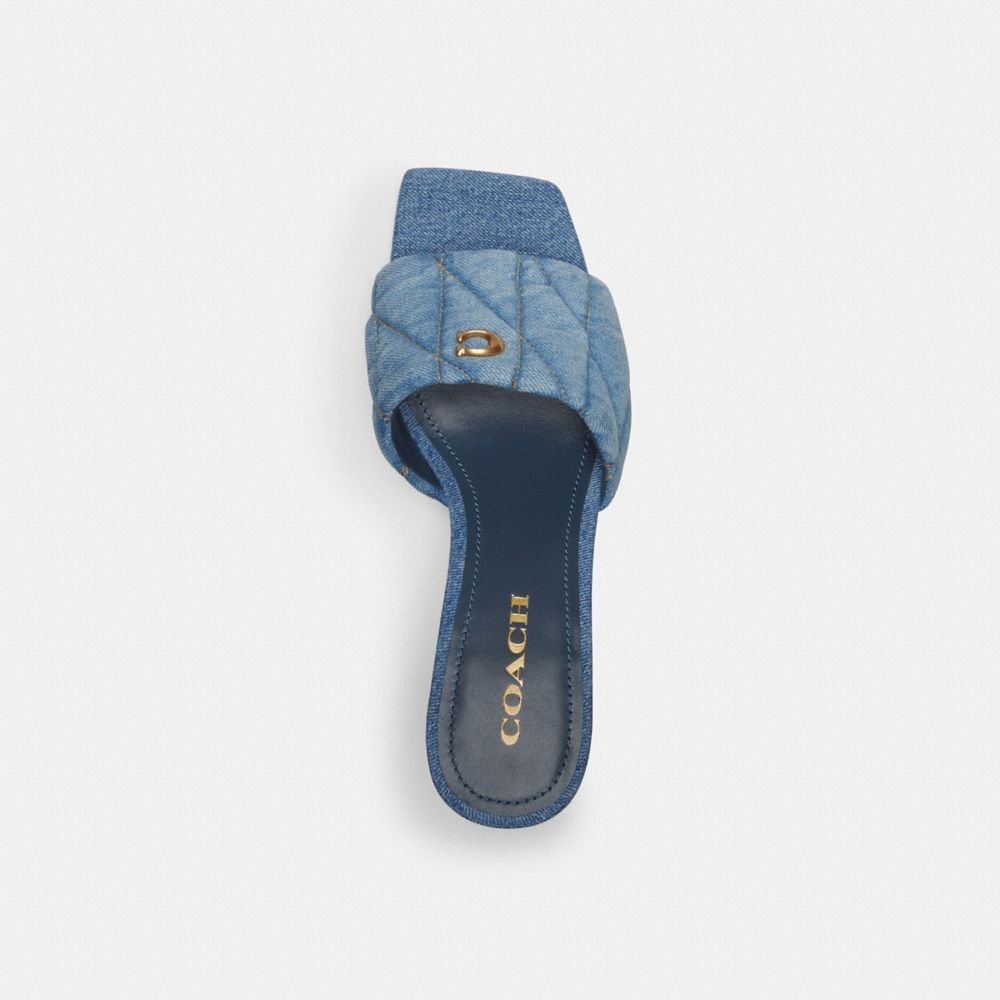 Indigo Blue Coach Emma Wedge With Quilting Indigo Denim Women Sandals | PH_CH49116